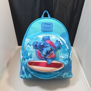 Disney Lilo & Stitch Loungefly Stitch Surfer Spinning Surfing Mini Backpack NWT